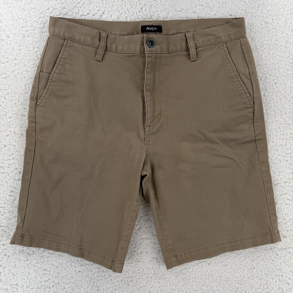 RVCA Shorts Mens 34 Brown Chino Stretch Flat Front Week-End Fit Casual Summer